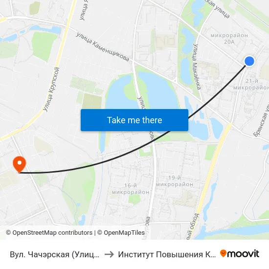 Вул. Чачэрская (Улица Чечерская) to Институт Повышения Квалификации map