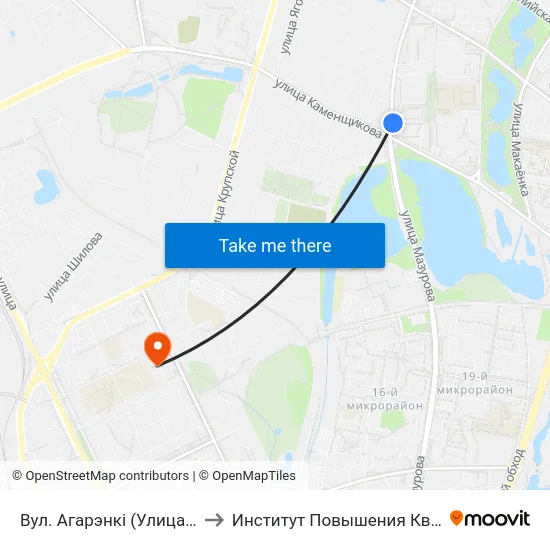 Вул. Агарэнкі (Улица Огоренко) to Институт Повышения Квалификации map