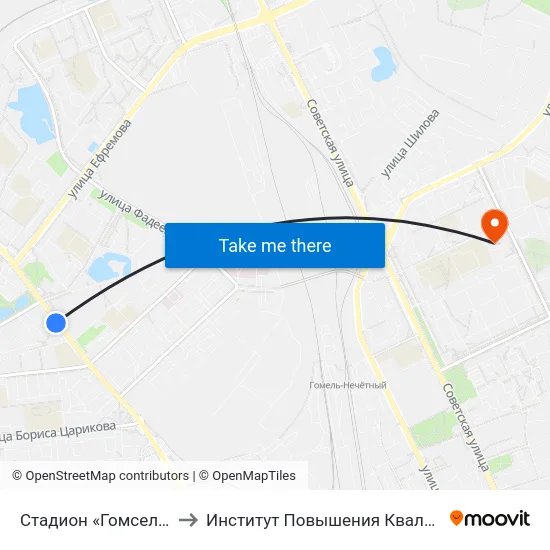 Стадион «Гомсельмаш» to Институт Повышения Квалификации map