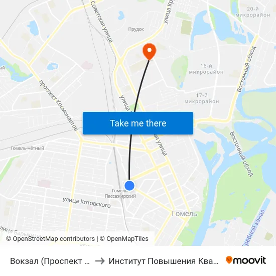 Вокзал (Проспект Ленина) to Институт Повышения Квалификации map