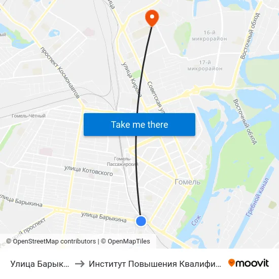 Улица Барыкина to Институт Повышения Квалификации map