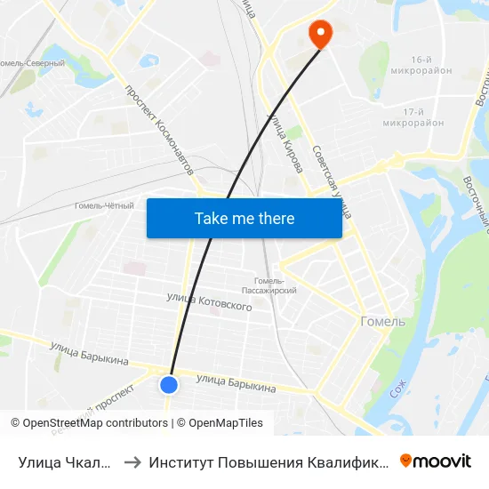Улица Чкалова to Институт Повышения Квалификации map