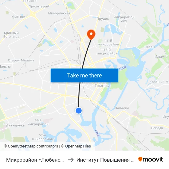 Микрорайон «Любенский» (Посадка) to Институт Повышения Квалификации map