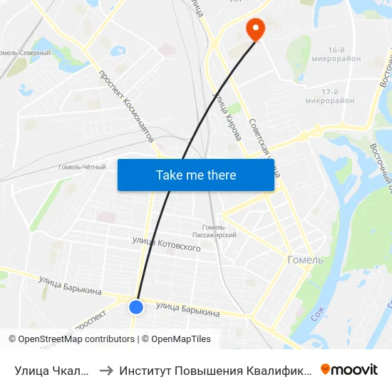 Улица Чкалова to Институт Повышения Квалификации map