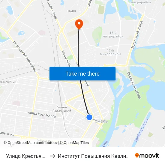 Улица Крестьянская to Институт Повышения Квалификации map