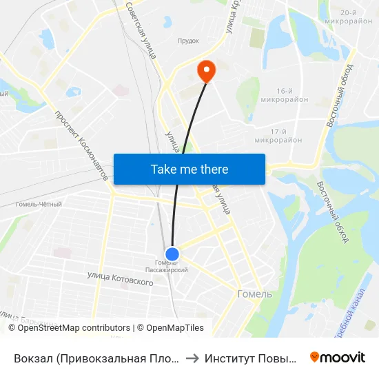 Вокзал (Привокзальная Площадь, У Дк Железнодорожников) to Институт Повышения Квалификации map