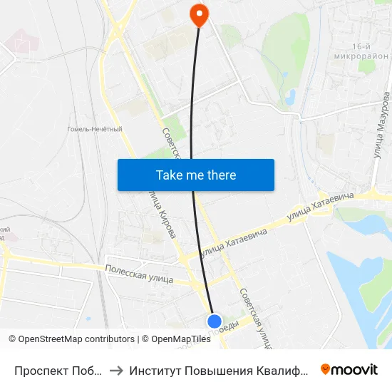 Проспект Победы to Институт Повышения Квалификации map