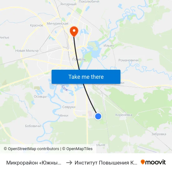 Микрорайон «Южный» (Высадка) to Институт Повышения Квалификации map