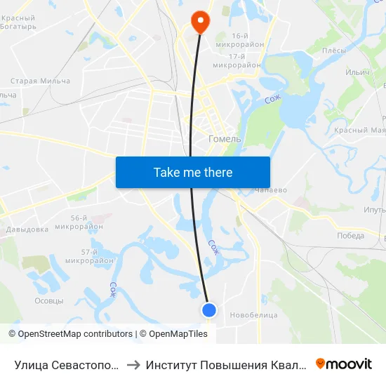 Улица Севастопольская to Институт Повышения Квалификации map