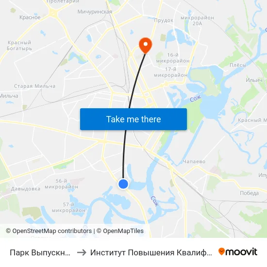 Парк Выпускников to Институт Повышения Квалификации map
