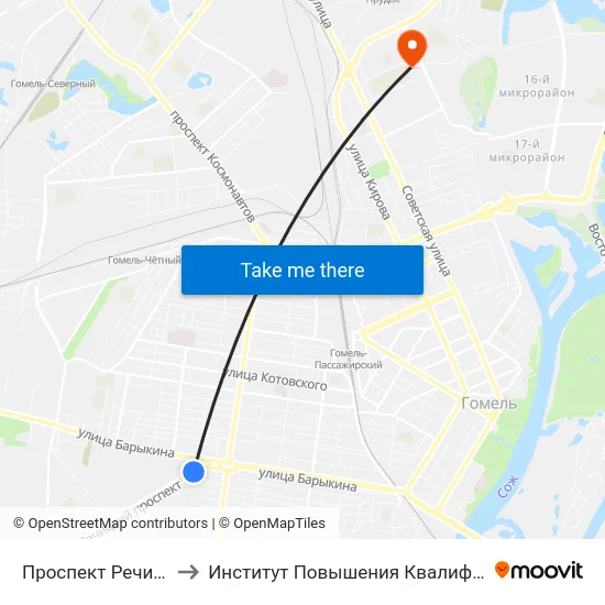Проспект Речицкий to Институт Повышения Квалификации map