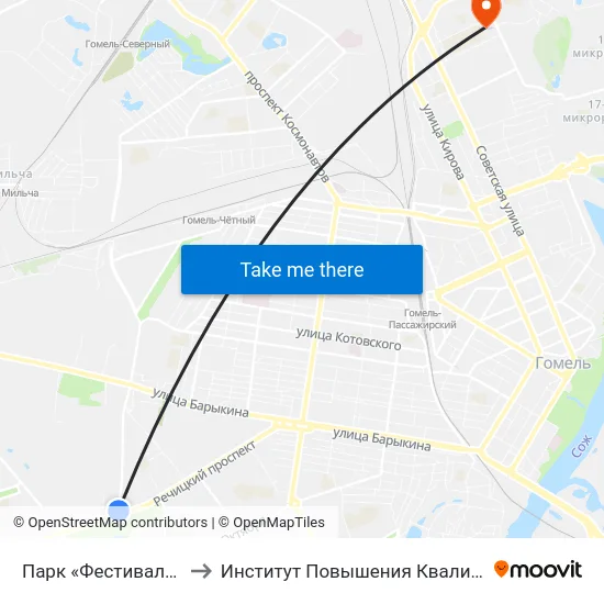 Парк «Фестивальный» to Институт Повышения Квалификации map