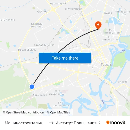 Машиностроительный Колледж to Институт Повышения Квалификации map