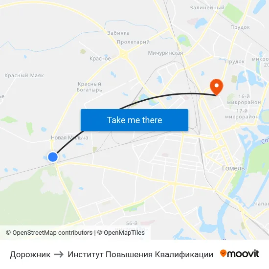 Дорожник to Институт Повышения Квалификации map