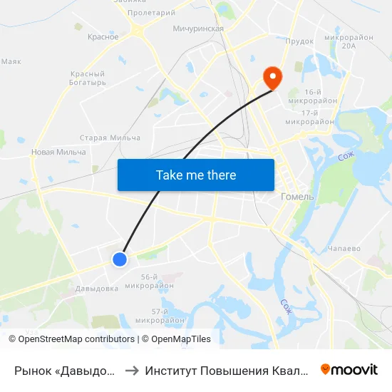 Рынок «Давыдовский» to Институт Повышения Квалификации map
