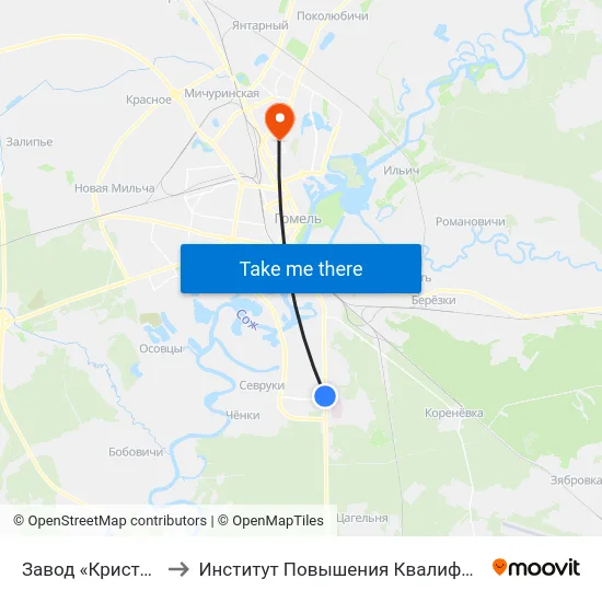 Завод «Кристалл» to Институт Повышения Квалификации map