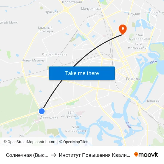 Солнечная (Высадка) to Институт Повышения Квалификации map