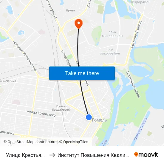 Улица Крестьянская to Институт Повышения Квалификации map