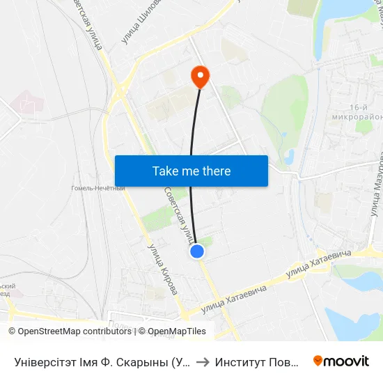 Універсітэт Імя Ф. Скарыны (Университет Имени Франциска Скорины) to Институт Повышения Квалификации map