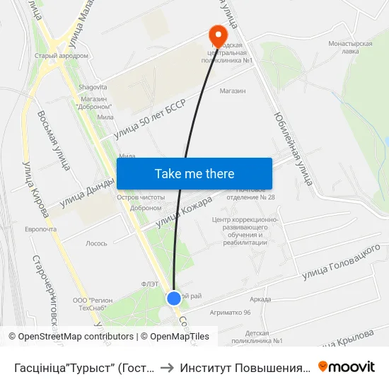 Гасцініца”Турыст” (Гостиница «Турист») to Институт Повышения Квалификации map