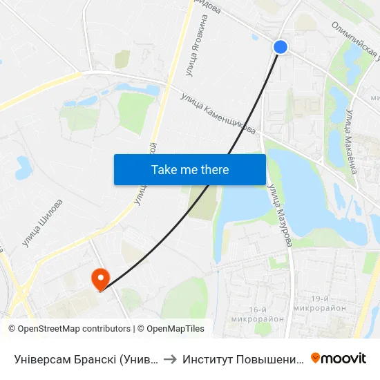 Універсам Бранскі (Универсам «Брянский») to Институт Повышения Квалификации map