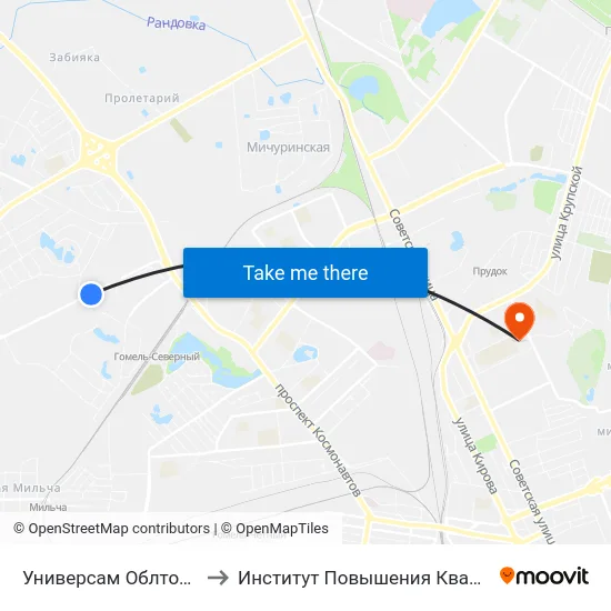 Универсам Облторгсоюза to Институт Повышения Квалификации map