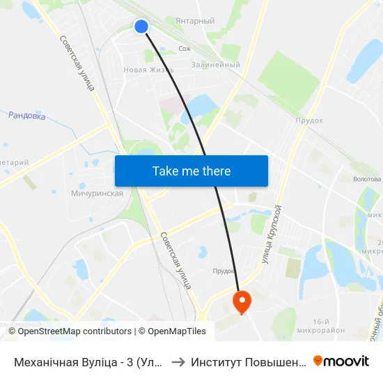 Механічная Вуліца - 3 (Улица Механическая — 3) to Институт Повышения Квалификации map