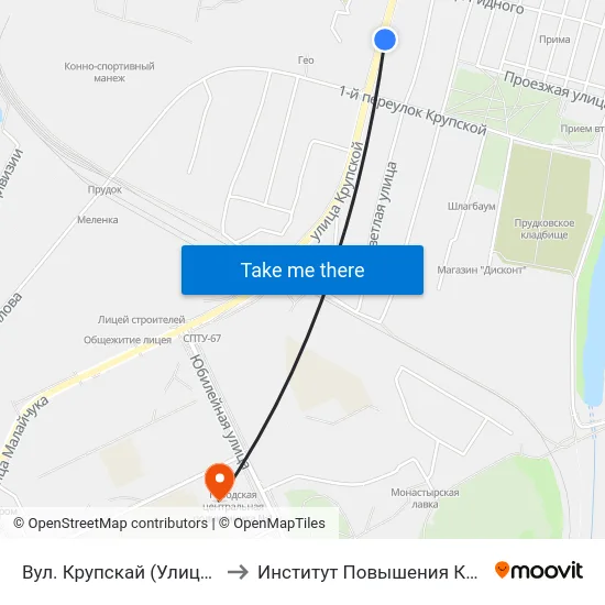 Вул. Крупскай (Улица Крупской) to Институт Повышения Квалификации map