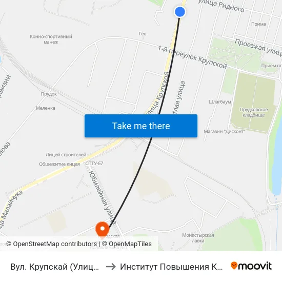 Вул. Крупскай (Улица Крупской) to Институт Повышения Квалификации map