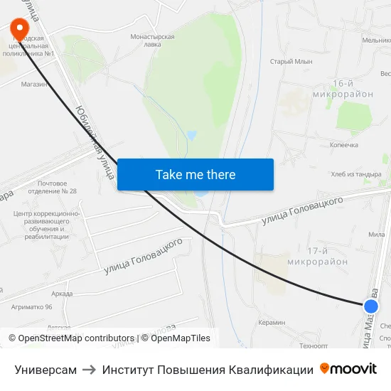 Универсам to Институт Повышения Квалификации map