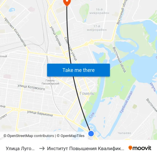 Улица Луговая to Институт Повышения Квалификации map