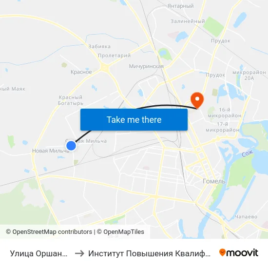 Улица Оршанская to Институт Повышения Квалификации map