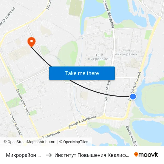 Микрорайон № 18 to Институт Повышения Квалификации map