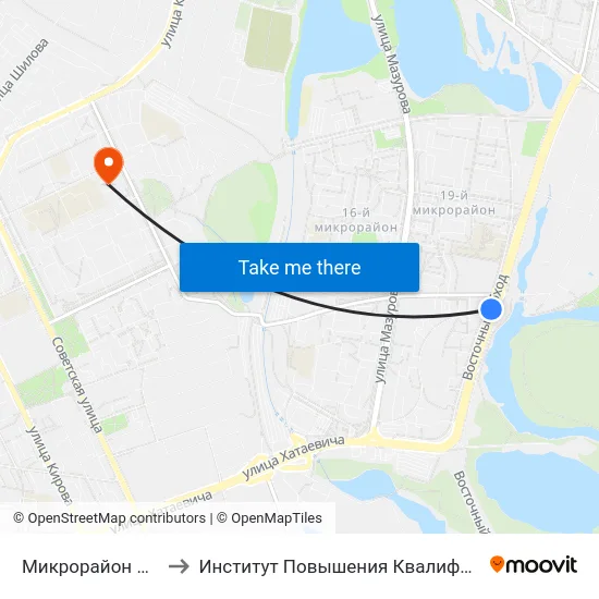 Микрорайон № 18 to Институт Повышения Квалификации map