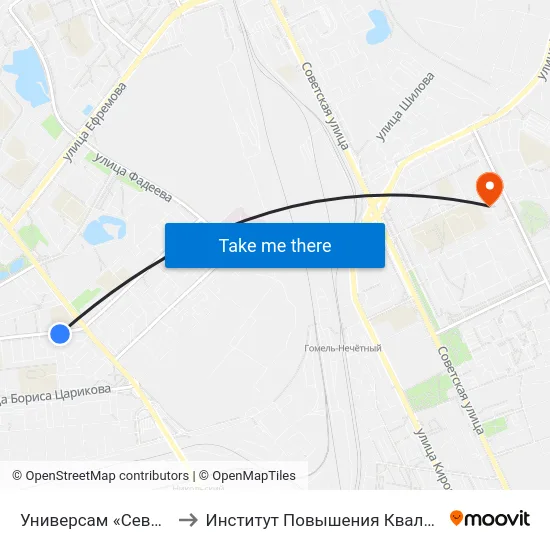 Универсам «Северный» to Институт Повышения Квалификации map