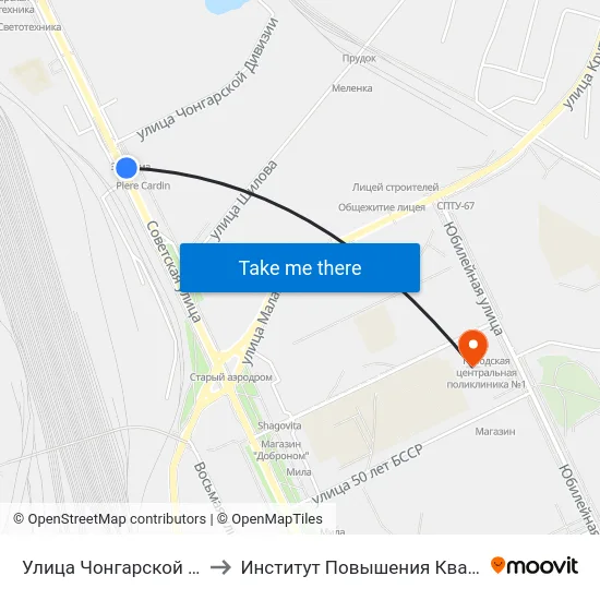 Улица Чонгарской Дивизии to Институт Повышения Квалификации map