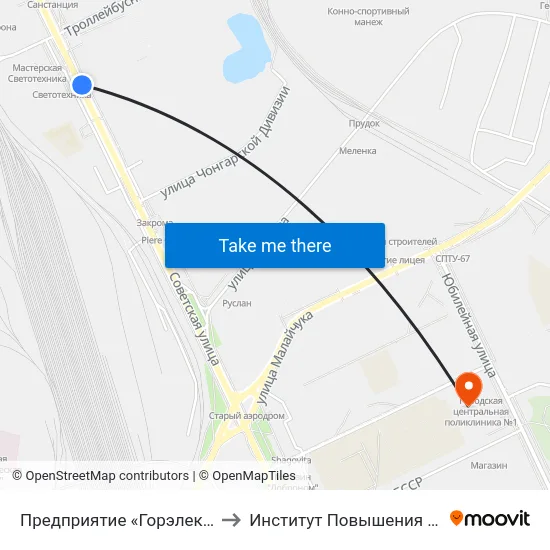 Предприятие «Горэлектротранспорт» to Институт Повышения Квалификации map