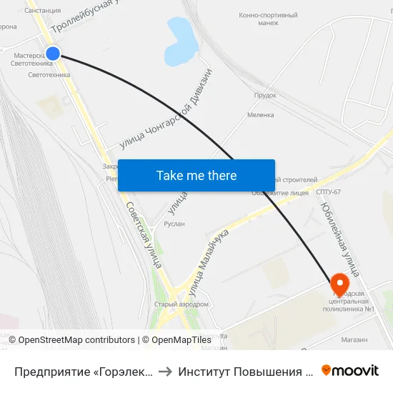 Предприятие «Горэлектротранспорт» to Институт Повышения Квалификации map