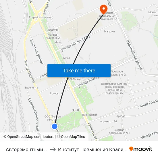 Авторемонтный Завод to Институт Повышения Квалификации map
