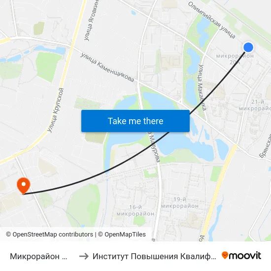 Микрорайон № 20а to Институт Повышения Квалификации map