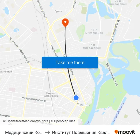 Медицинский Колледж to Институт Повышения Квалификации map