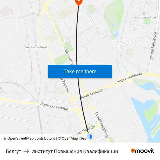 Белгут to Институт Повышения Квалификации map
