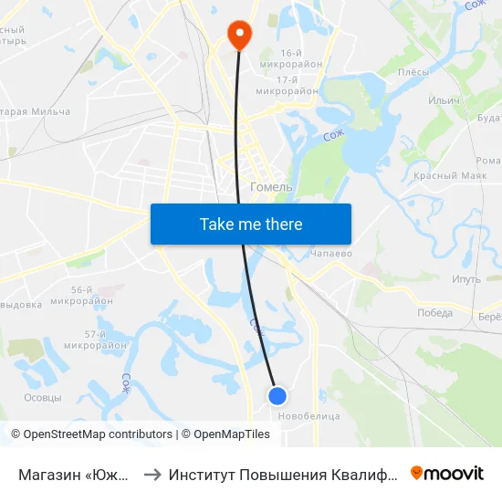 Магазин «Южный» to Институт Повышения Квалификации map