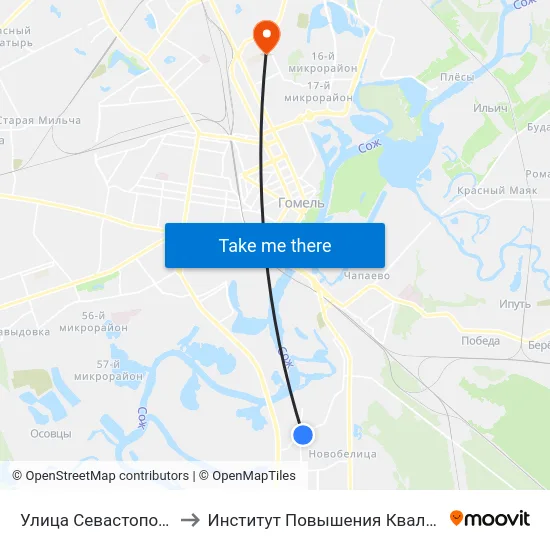 Улица Севастопольская to Институт Повышения Квалификации map