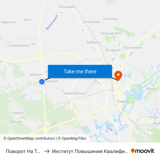 Поворот На Тэц-2 to Институт Повышения Квалификации map