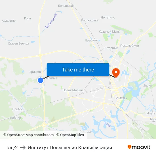 Тэц-2 to Институт Повышения Квалификации map