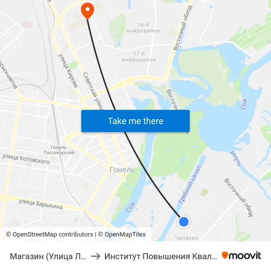 Магазин (Улица Луговая) to Институт Повышения Квалификации map