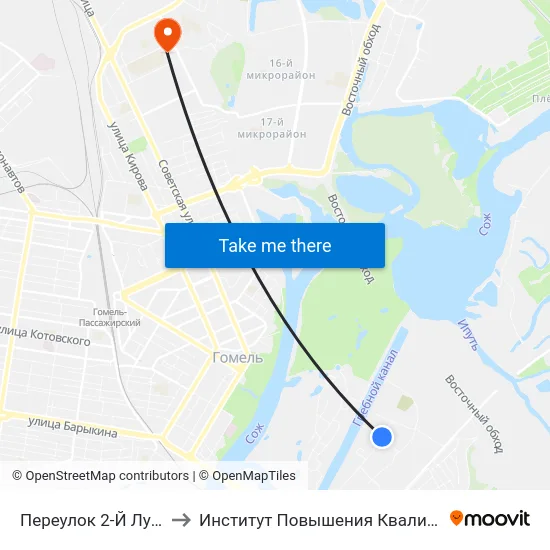 Переулок 2-Й Луговой to Институт Повышения Квалификации map