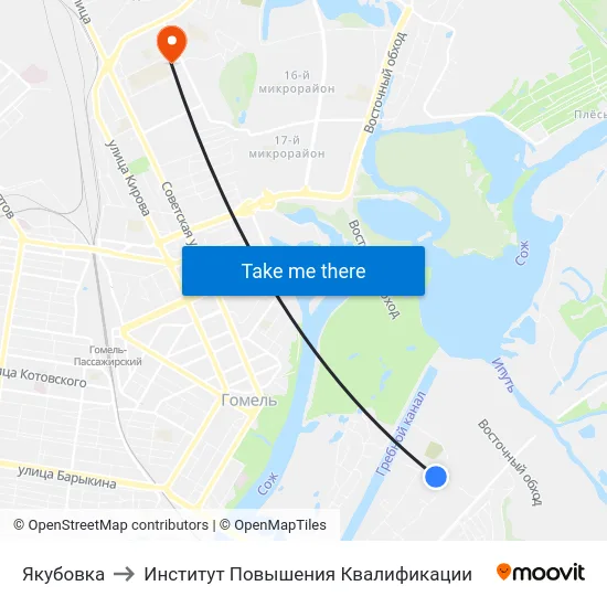 Якубовка to Институт Повышения Квалификации map