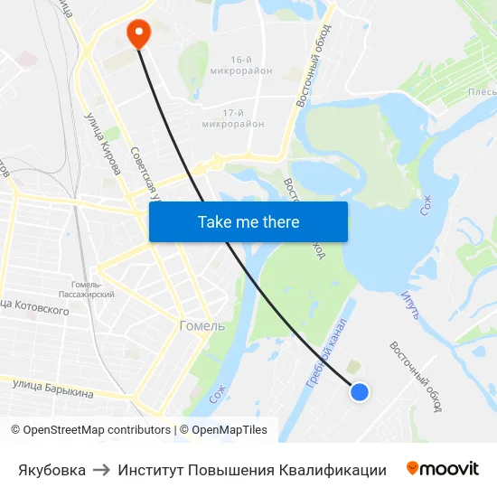 Якубовка to Институт Повышения Квалификации map